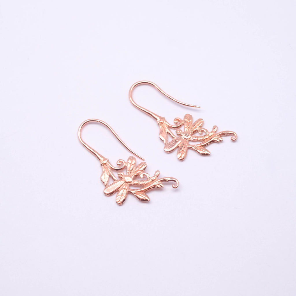 Anting Dangling Mini Koleksi Capung Rosegold Plated Sterling Silver 925