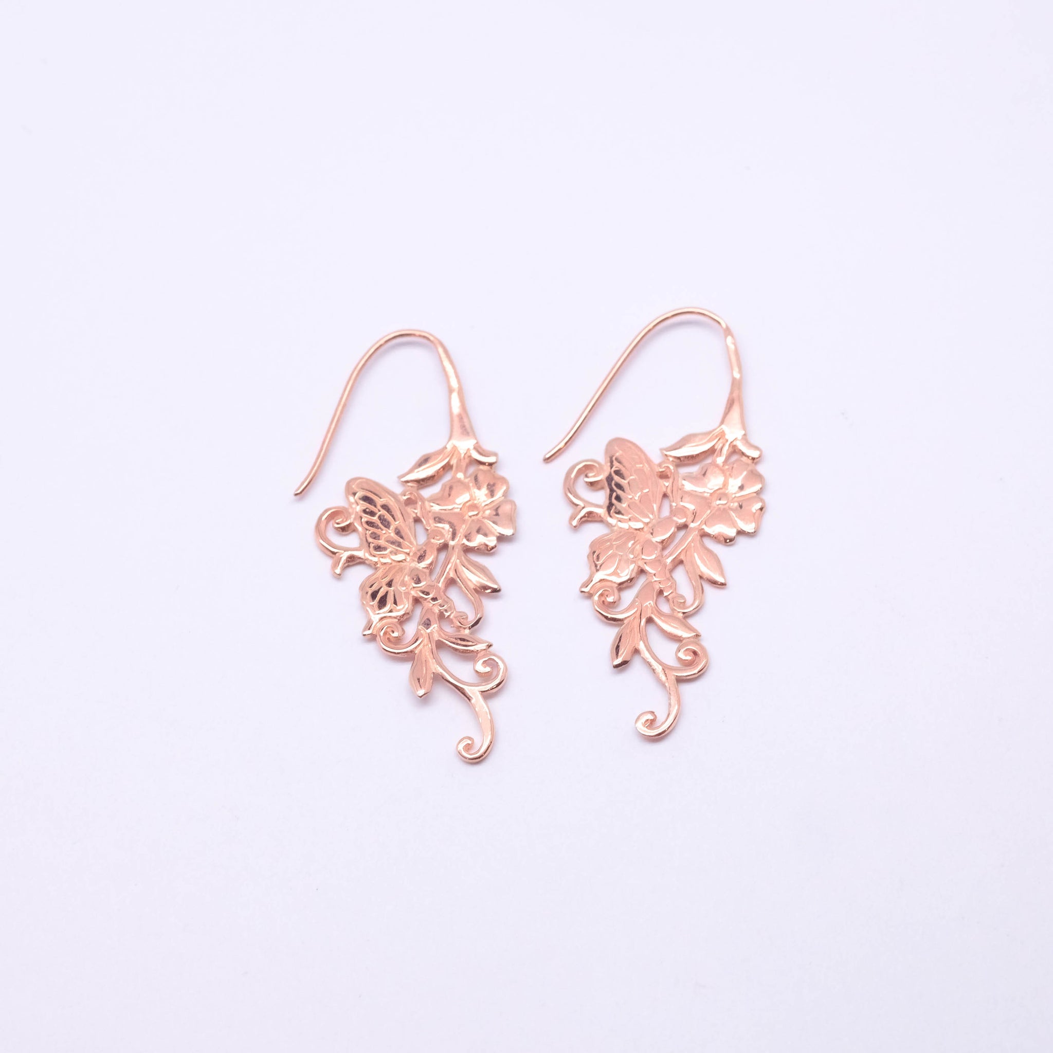 Kupu-kupu Mini Dangle Earrings Rose Gold