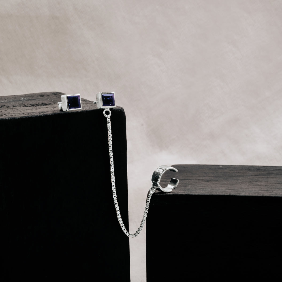 Anting Earcuff Perak 925 Koleksi Aeon Permata Iolite