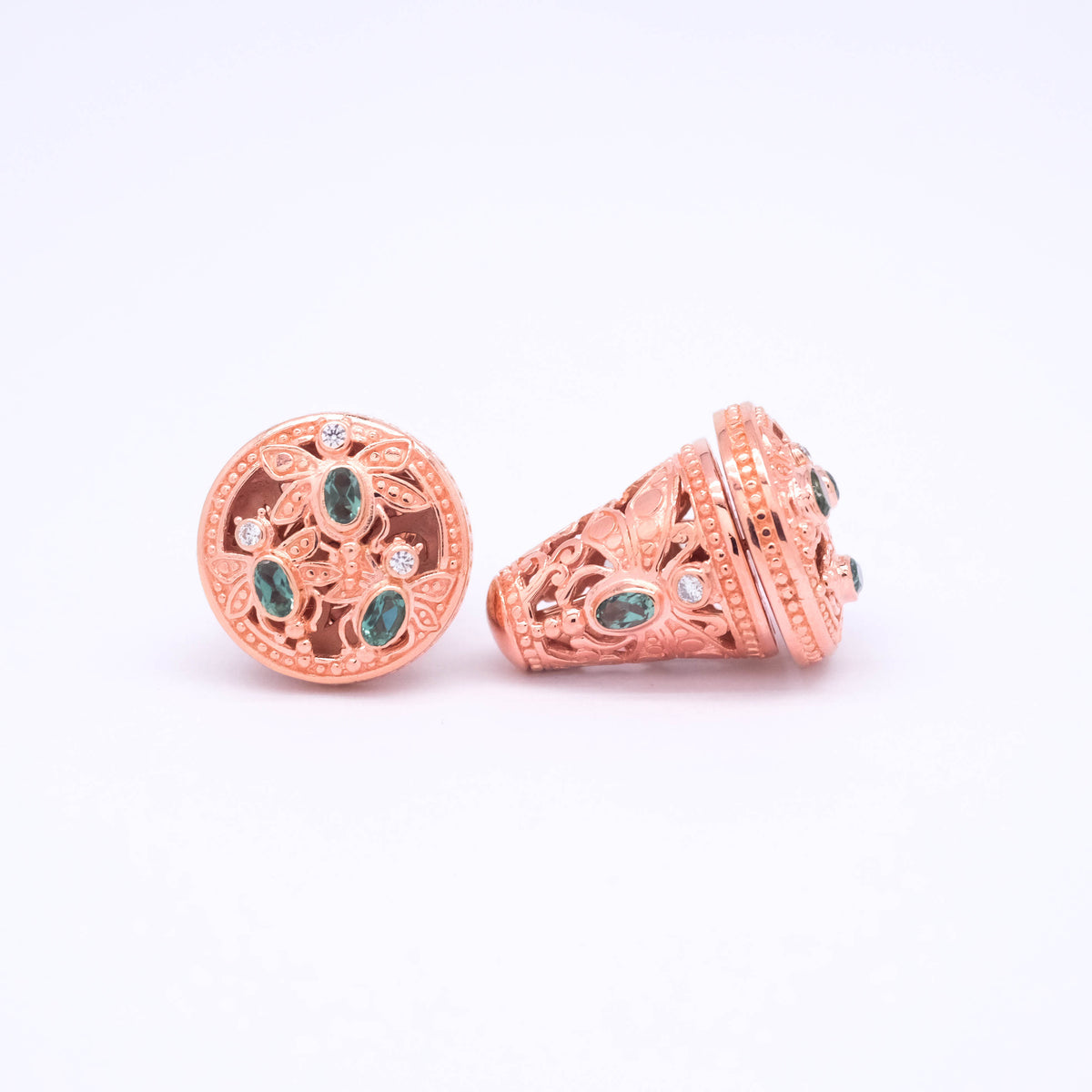 Subeng Mini Exotic Anting Tradisional Bali Koleksi Capung Green Quartz Rosegold Sterling Silver 925