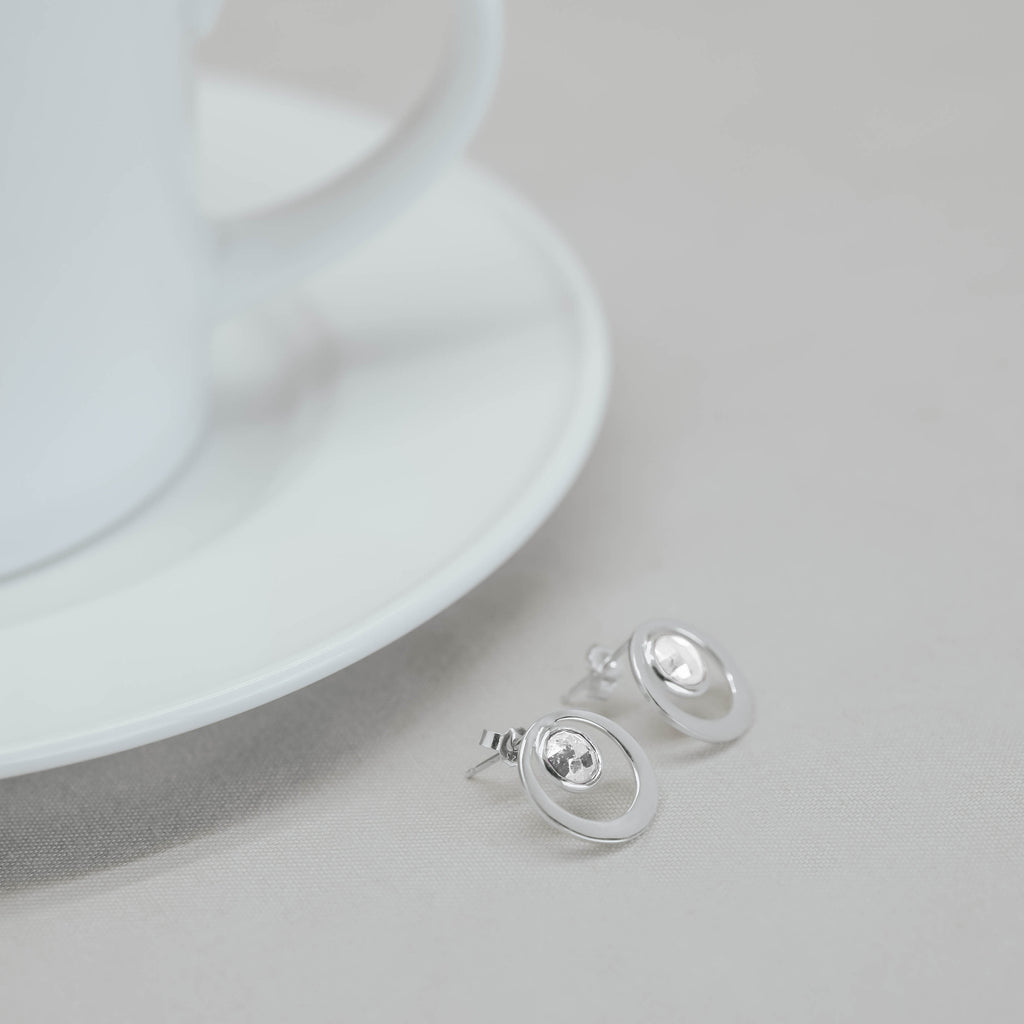 925 Silver Stud Earrings Birthstone Collection Round Bar Custom Engraving