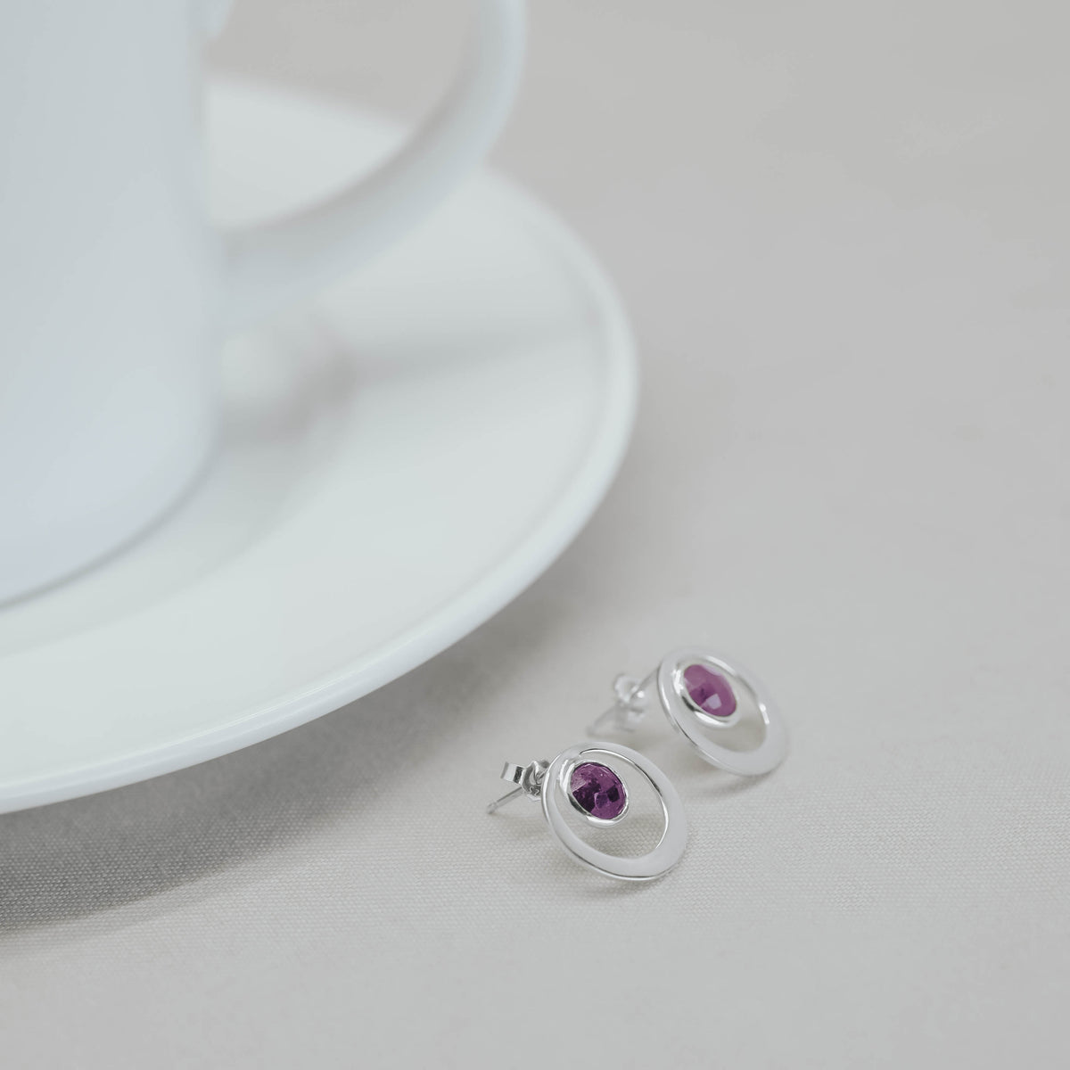 925 Silver Stud Earrings Birthstone Collection Round Bar Custom Engraving