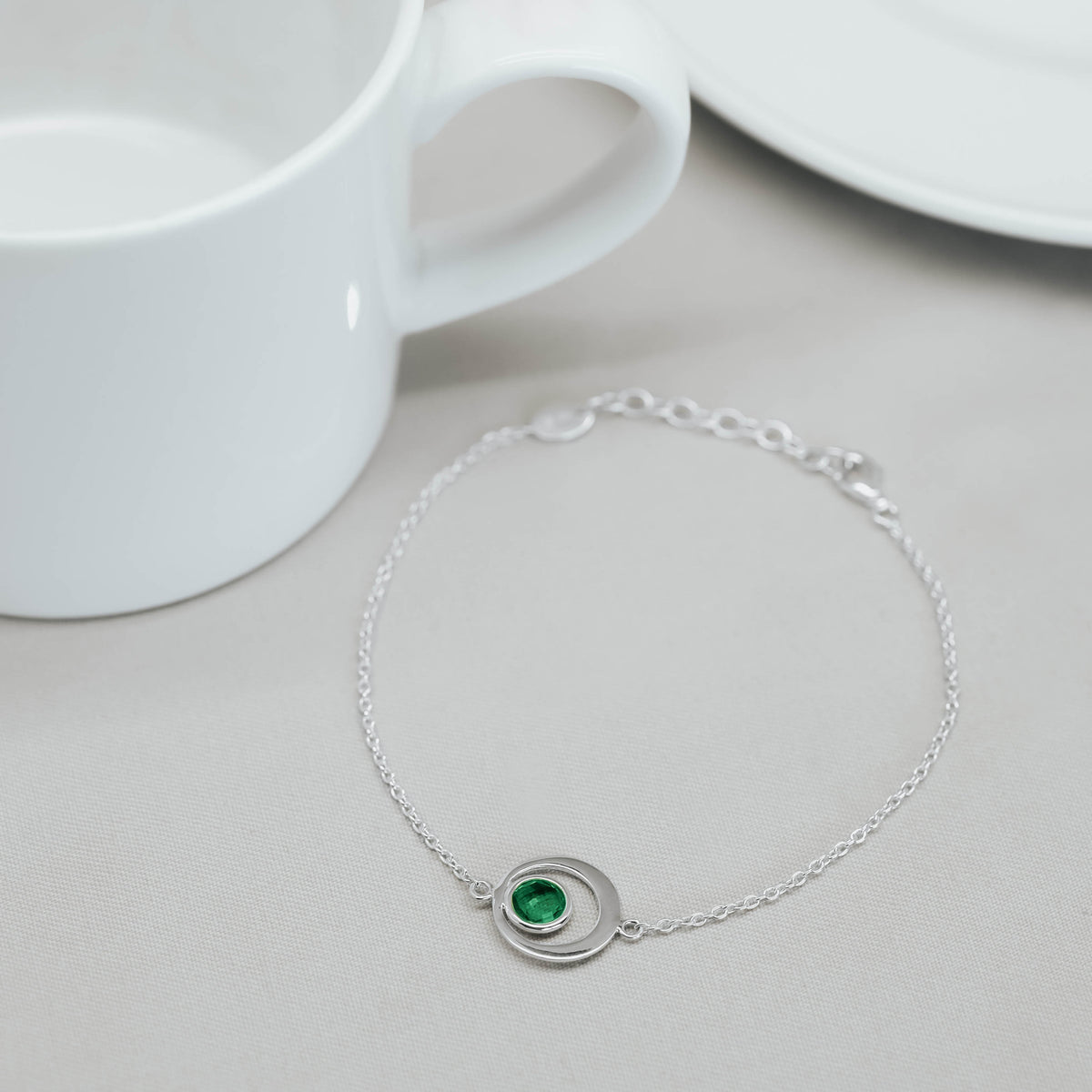 Gelang Perak 925 Koleksi Birthstone Round Bar Custom Grafir