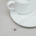 Pendant Perak 925 Koleksi Birthstone Round Bar Custom Grafir ( Tanpa Rantai)