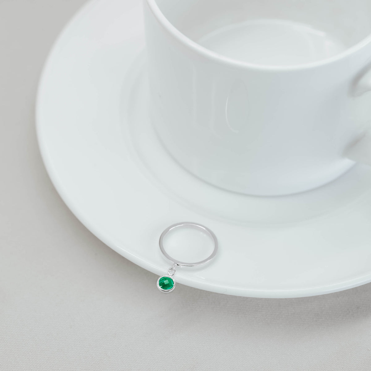 Cincin Perak 925 Koleksi Birthstone Round Bar Custom Grafir