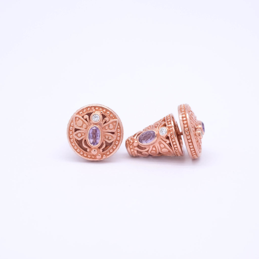 Mini Subeng Traditional Balinese Earrings Dragonfly Collection Amethyst Rosegold Sterling Silver 925