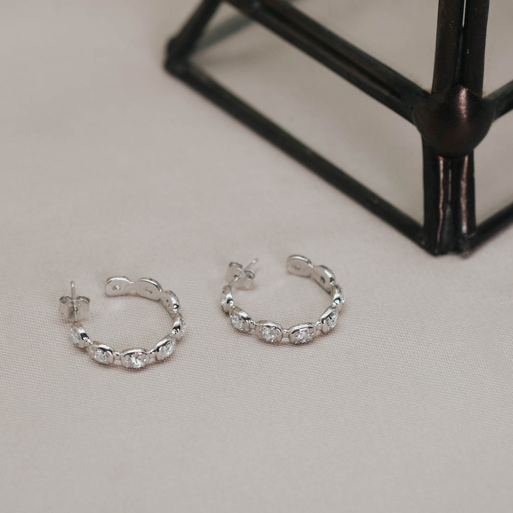Bold Squares Gemstone Bar Hoop Earrings 925 Sterling Silver