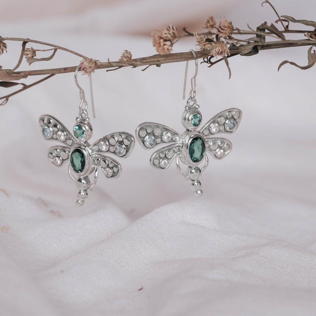 Exotic Dragonfly Collection 925 Sterling Silver Earrings