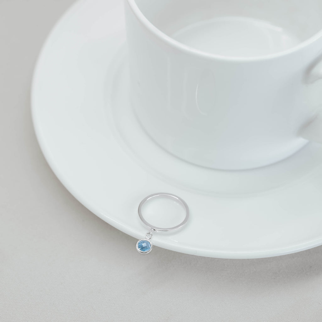 Cincin Perak 925 Koleksi Birthstone Round Bar Custom Grafir