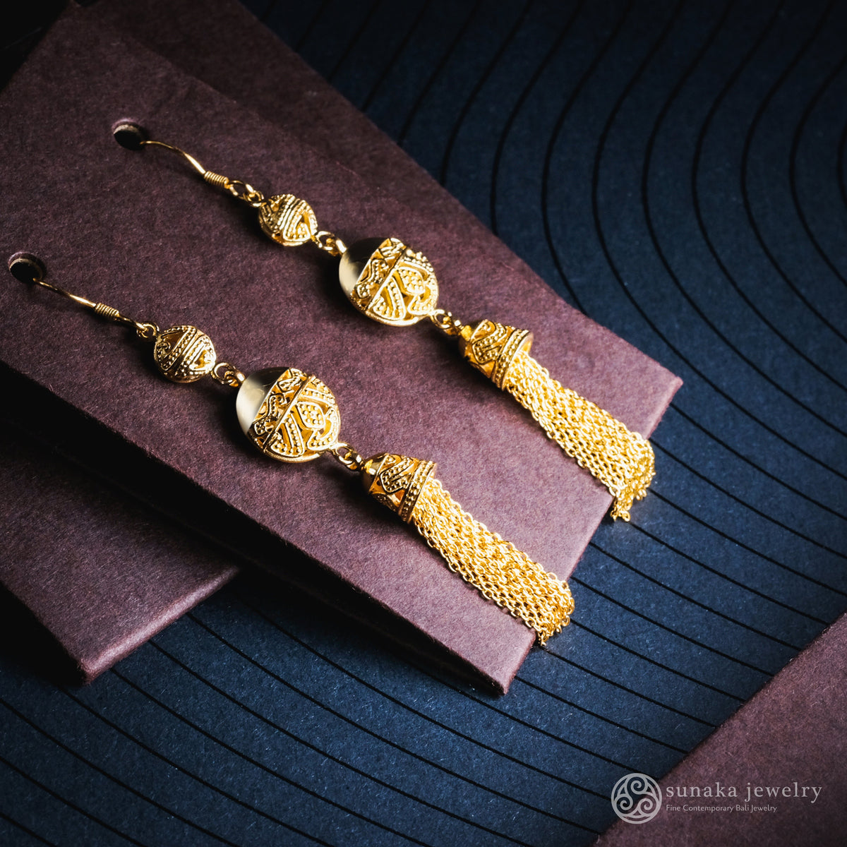 925 Silver Songket Collection Sterling Silver Drop Chain Earrings