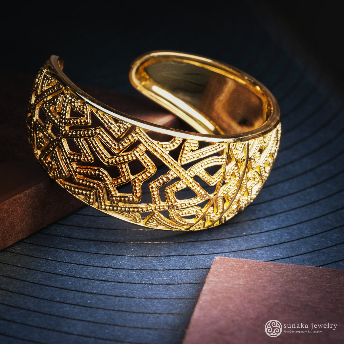 Gelang Cuff Bangle Rantai Perak 925 Koleksi Songket Bali