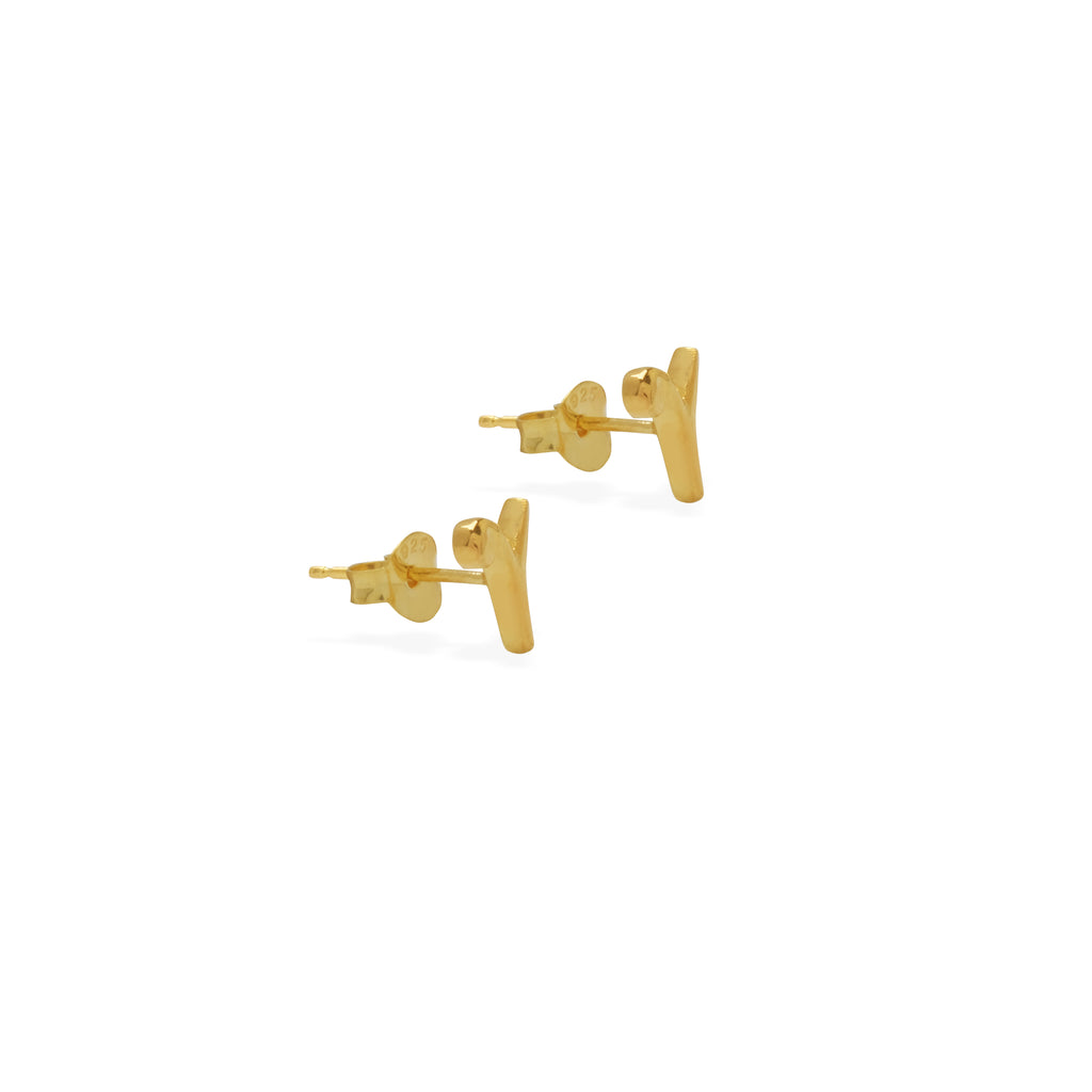 Alphabet Gold Plated Silver Earrings