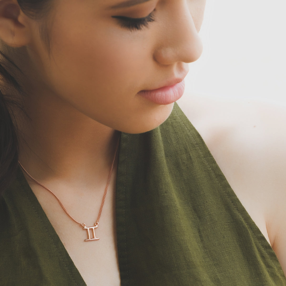 Sterling Silver 925 Zodiac Necklace with 18k Rose Gold